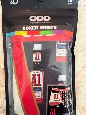 ODD A1 Print Boxer Briefs - Men's Red & Black Stretch Underwear